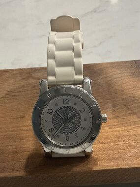 Juicy Couture Silver Dial Watch with Cream Strap